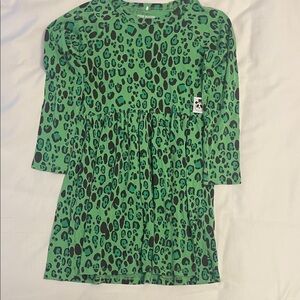 Mini Rodini Vibrant Green Animal Print Dress